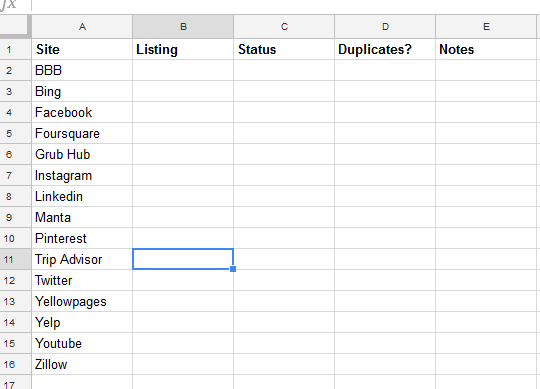 nap spreadsheet