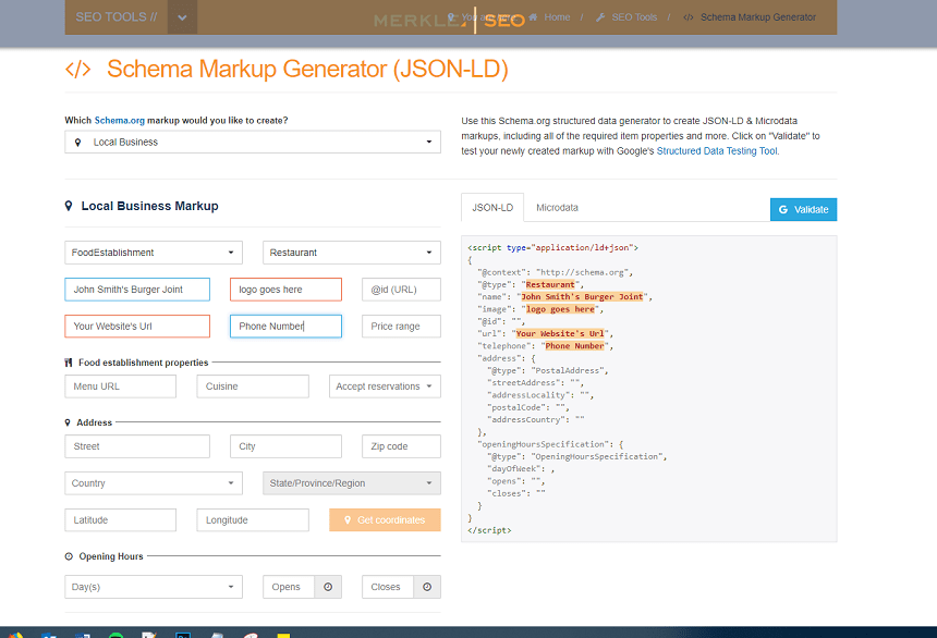 schema markup generator example