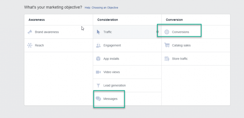 Facebook Conversion Objectives