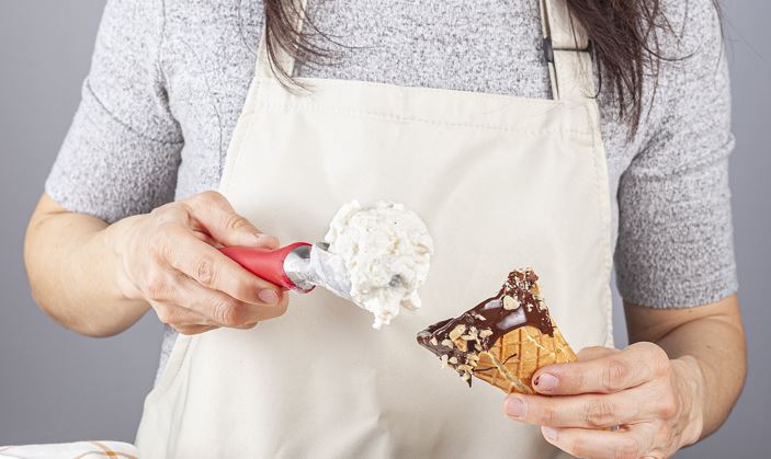 mom scooping ice cream